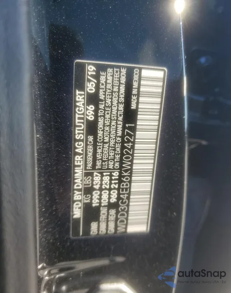 2019 Mercedes-Benz A 220 from USA, damaged, VIN WDD3G4EB6KW024271